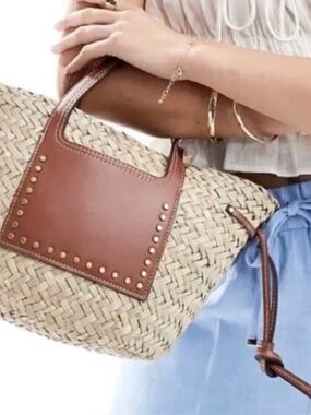 NWT HOUSE OF HARLOW 1960 STRAW  CROSSBODY BAG TOTE SATCHEL